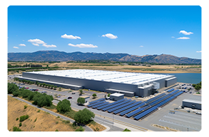 Aerial view of a data center. 