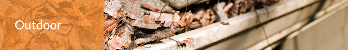 Old Gutters Filled with Leaves in Autumn.