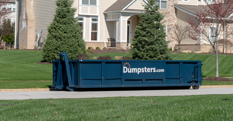 dumpster rental in front of home