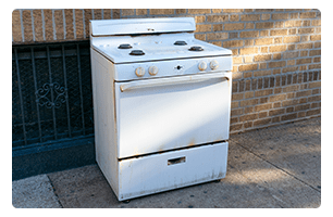 A white oven and stovetop.
