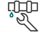 Plumbing with a leaky pipe icon.